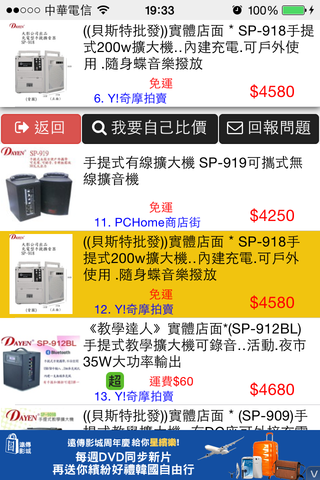 返回的商品明細